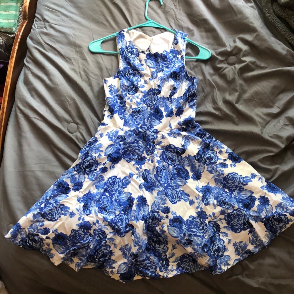 Blue floral 60s style dress